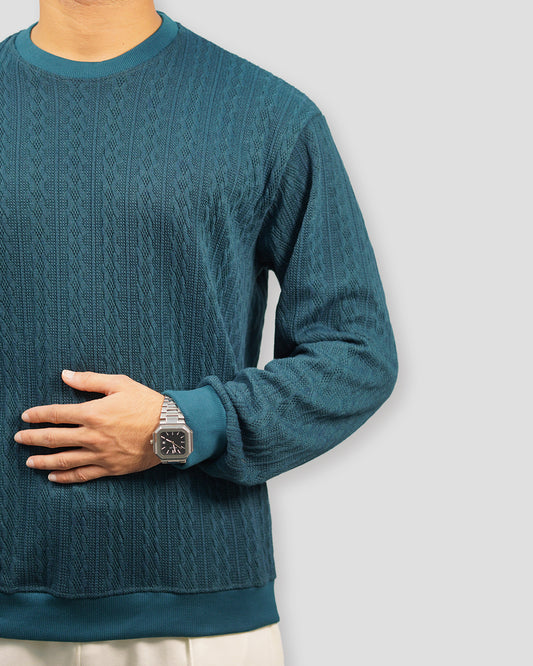 Cable Knit Sweatshirt - Green