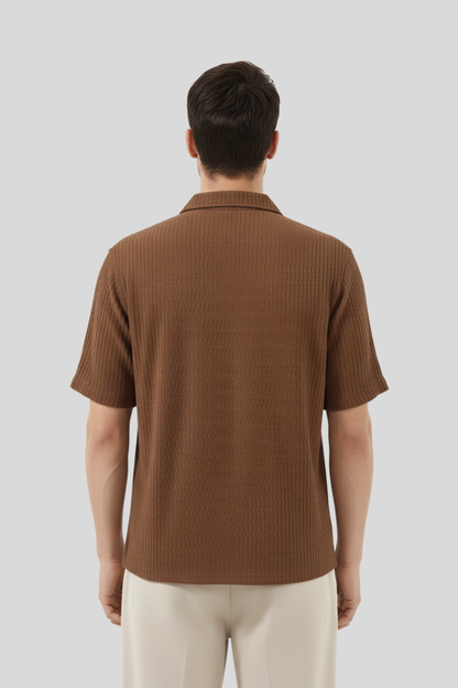 Half Sleeves Shirt - Crinkle Brown