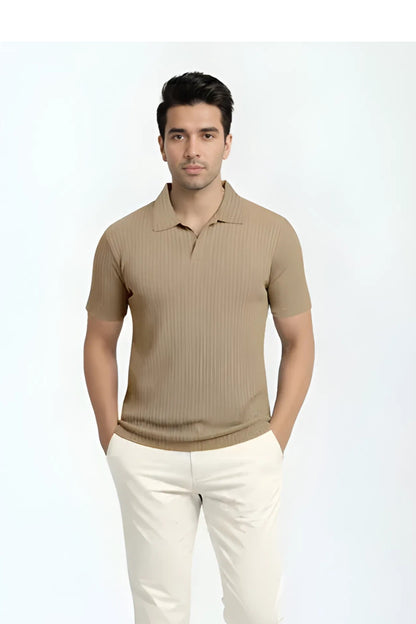 Short Sleeves Polo Shirt - Beige