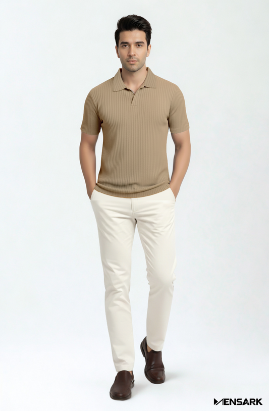 Short Sleeves Polo Shirt - Beige