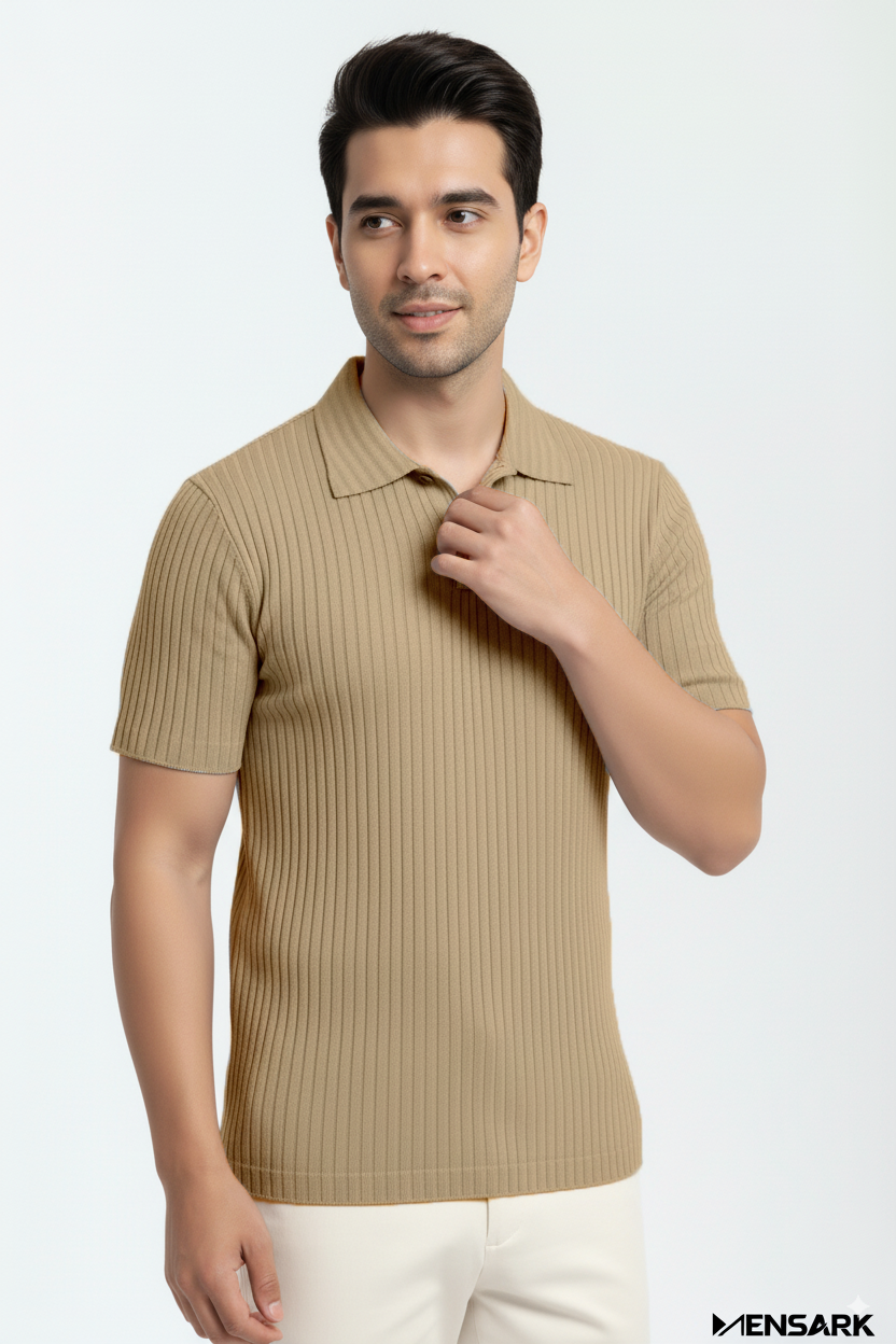 Short Sleeves Polo Shirt - Beige