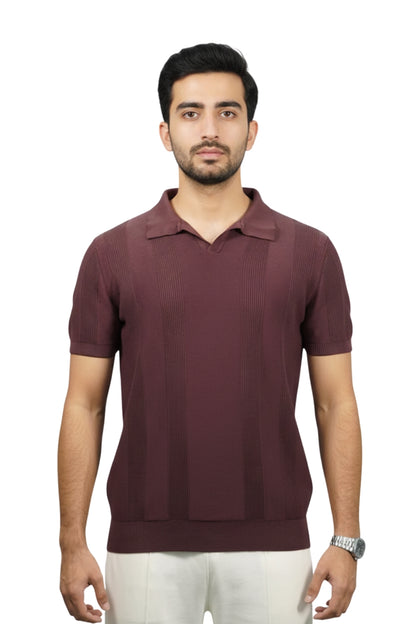 Maroon Knitted Polo Shirt