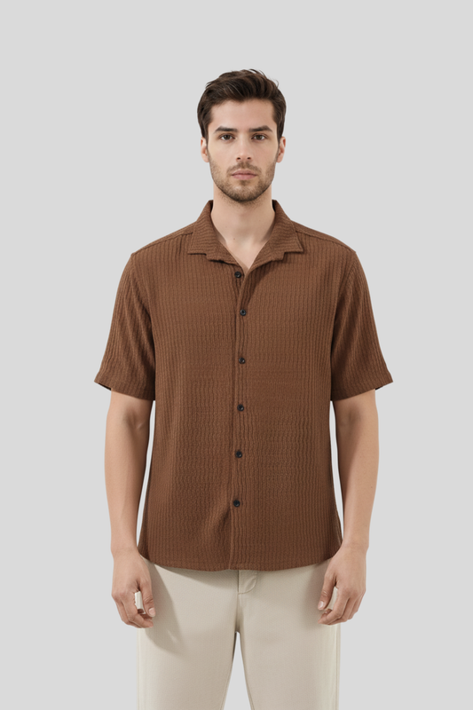 Half Sleeves Shirt - Crinkle Brown
