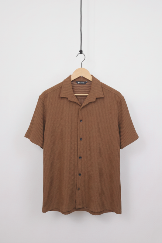 Half Sleeves Shirt - Crinkle Brown