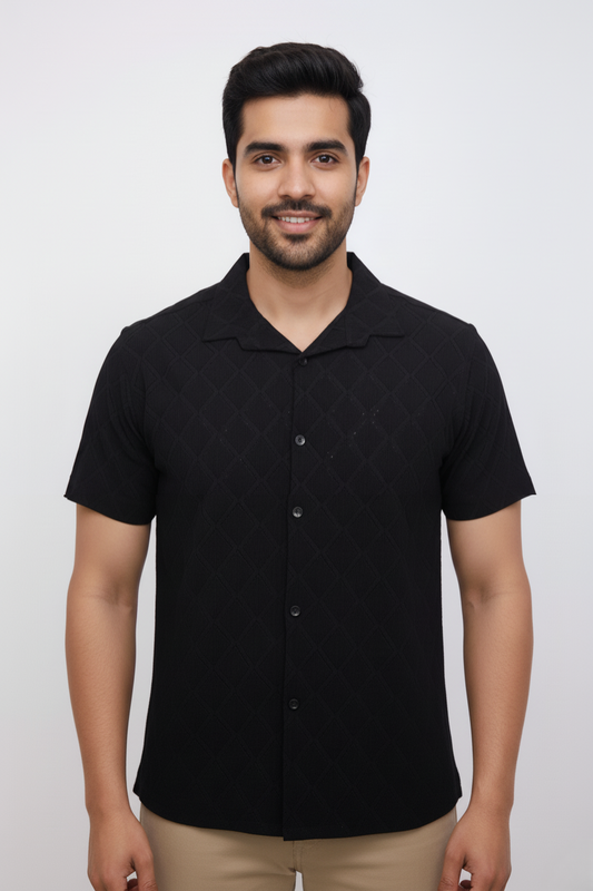 Half Sleeves Shirt - Crinkle Black